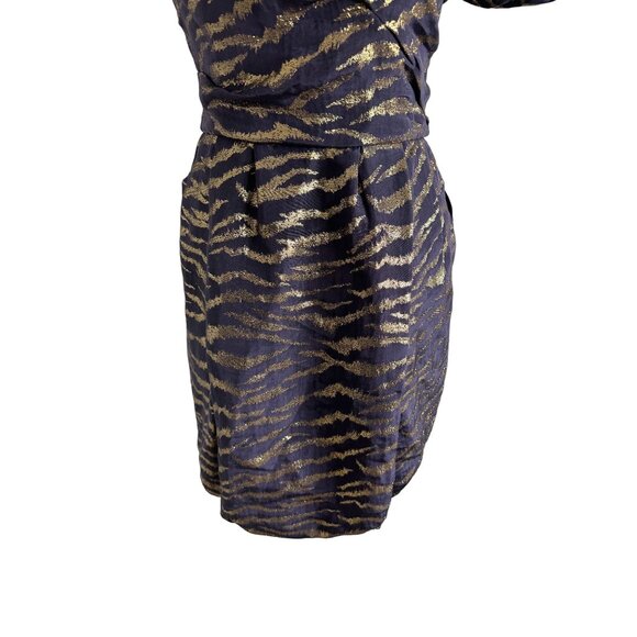 3.1 PHILLIP LIM Purple Gold Puff Sleeve Dress Size 4 - Picture 6 of 6